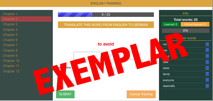 Vokabeltrainer Exemplar